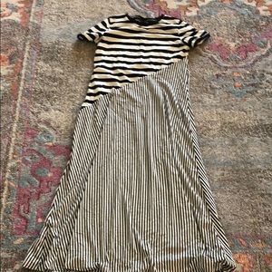 Who what wear black and off white striped dress